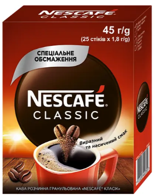 Кава розчинна Nescafe Класік гранульована стік 1.8 г x 25 шт